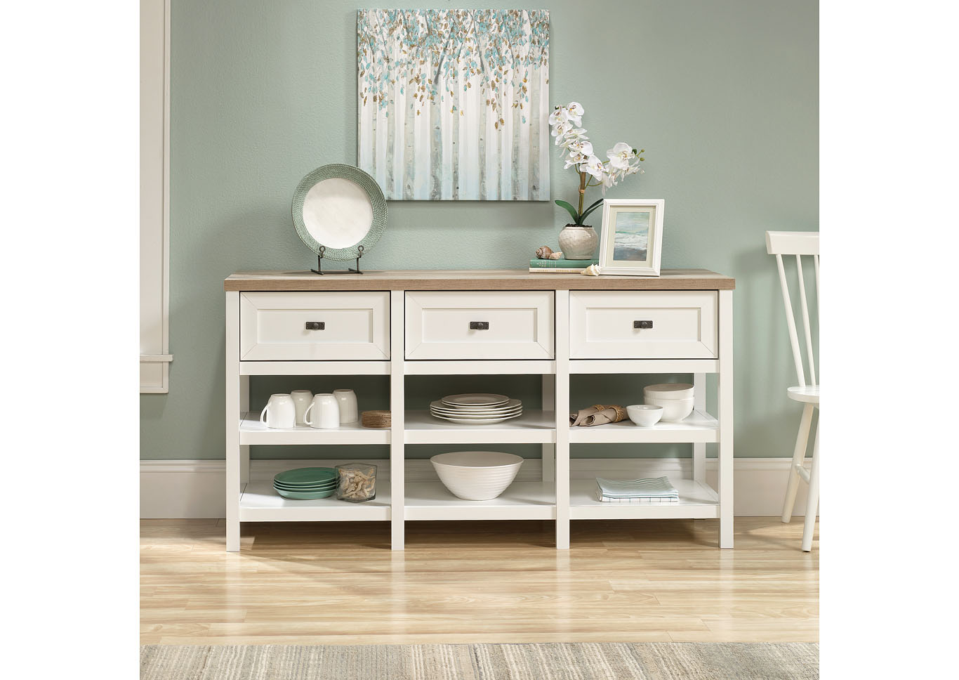 Cottage Road Soft White Entertainment Credenza,Sauder